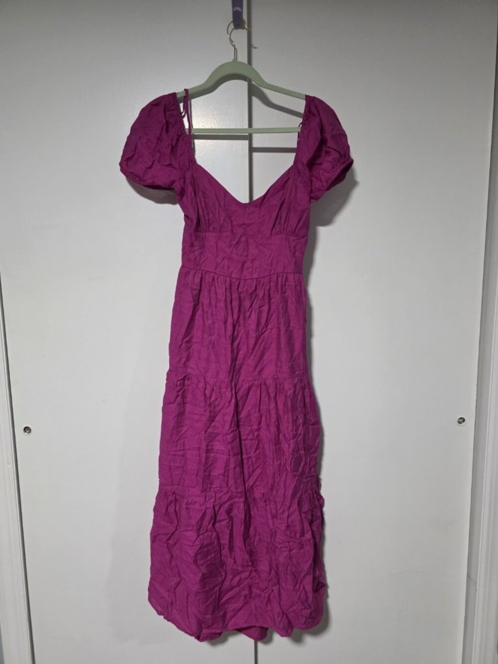 Forever 21 Women Purple Pink Floral Off Shoulder Short Ruffle Dress Large